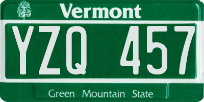 VT license plate YZQ457