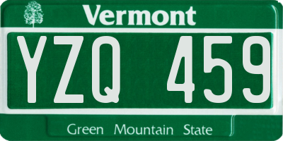 VT license plate YZQ459