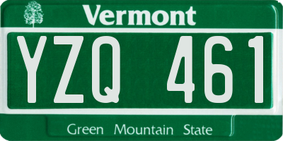 VT license plate YZQ461