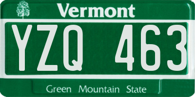 VT license plate YZQ463