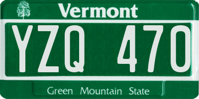 VT license plate YZQ470