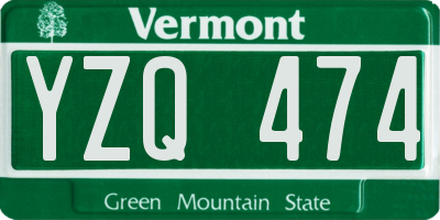 VT license plate YZQ474
