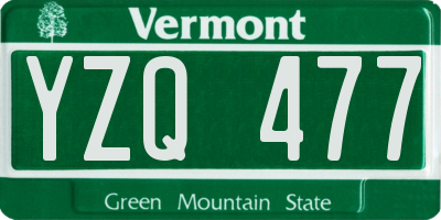 VT license plate YZQ477