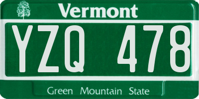 VT license plate YZQ478