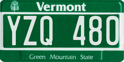 VT license plate YZQ480