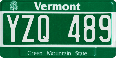 VT license plate YZQ489