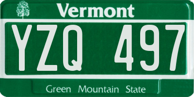 VT license plate YZQ497