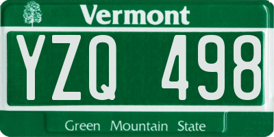 VT license plate YZQ498