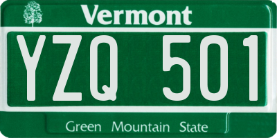 VT license plate YZQ501