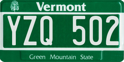 VT license plate YZQ502