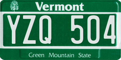 VT license plate YZQ504