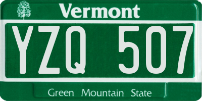 VT license plate YZQ507