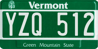 VT license plate YZQ512