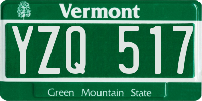 VT license plate YZQ517