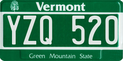 VT license plate YZQ520