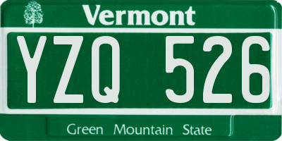 VT license plate YZQ526