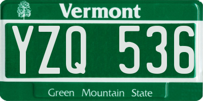 VT license plate YZQ536