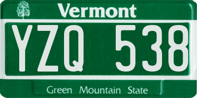 VT license plate YZQ538
