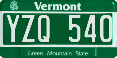 VT license plate YZQ540