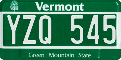 VT license plate YZQ545