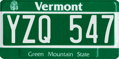 VT license plate YZQ547