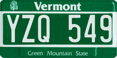 VT license plate YZQ549