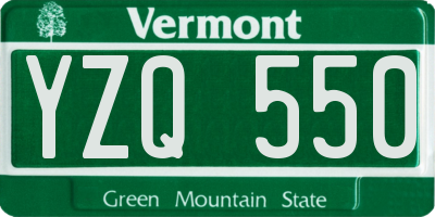 VT license plate YZQ550