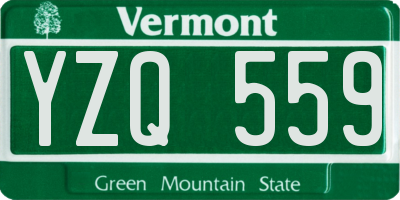 VT license plate YZQ559
