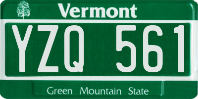 VT license plate YZQ561