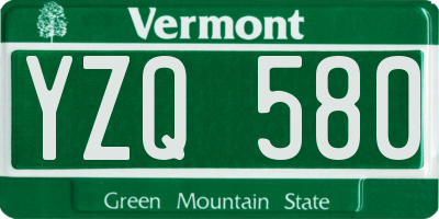 VT license plate YZQ580