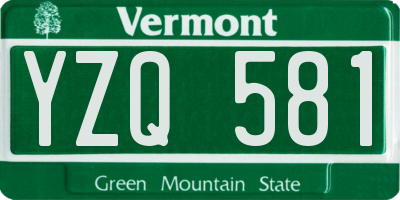 VT license plate YZQ581