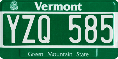 VT license plate YZQ585