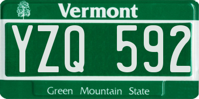 VT license plate YZQ592