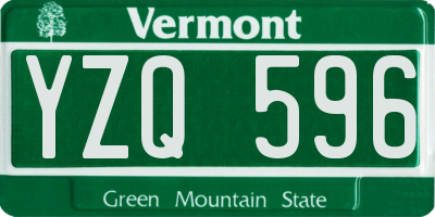 VT license plate YZQ596
