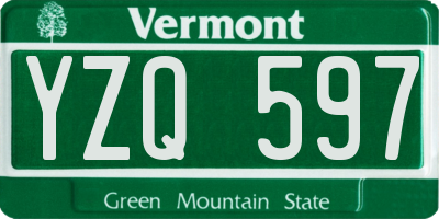 VT license plate YZQ597