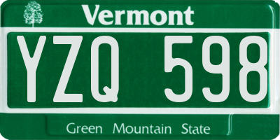 VT license plate YZQ598