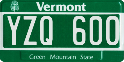 VT license plate YZQ600