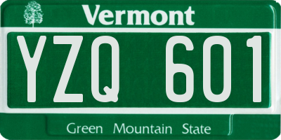 VT license plate YZQ601