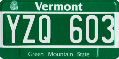 VT license plate YZQ603