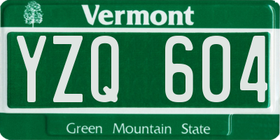VT license plate YZQ604