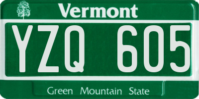 VT license plate YZQ605