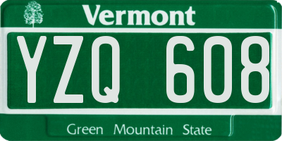 VT license plate YZQ608