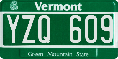VT license plate YZQ609