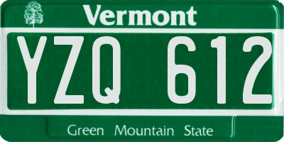 VT license plate YZQ612