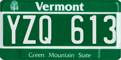 VT license plate YZQ613