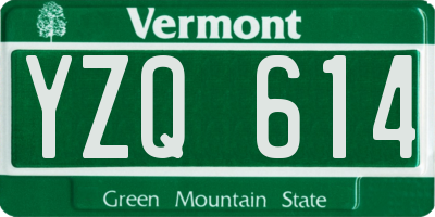 VT license plate YZQ614