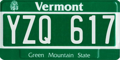 VT license plate YZQ617