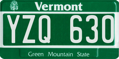 VT license plate YZQ630