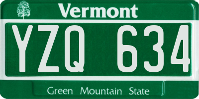 VT license plate YZQ634