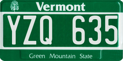VT license plate YZQ635
